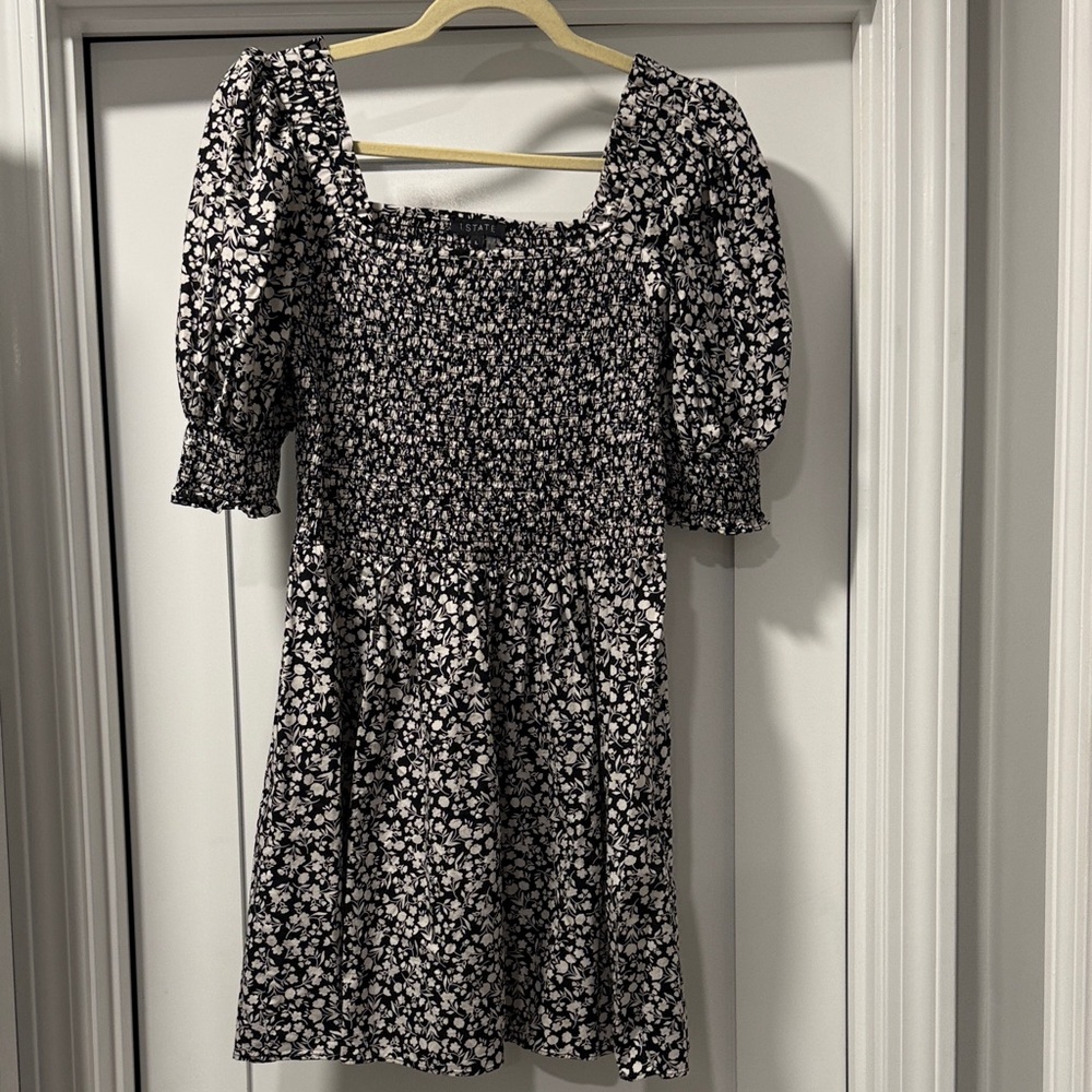1. State Black and White Floral Mini Dress